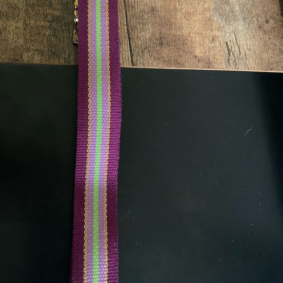 Vintage COOGI L Retro Purple Gold Metallic Cotton Adjustable Striped Belt 31”L - Picture 9 of 12